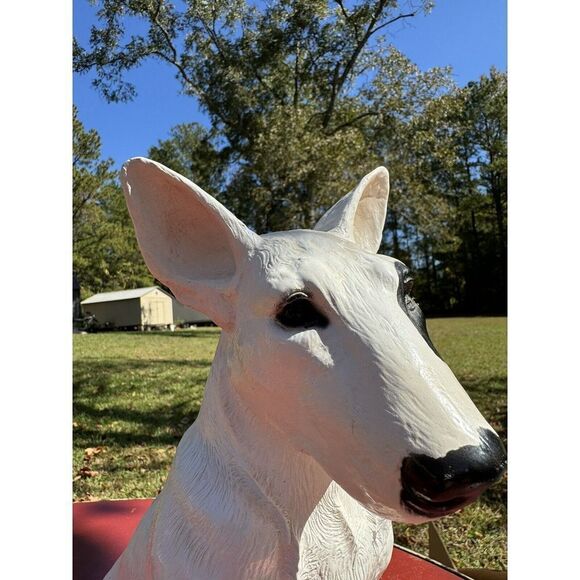 Vintage White Bull Terrier Dog Statue Decorative Garden Sculpture Home Decor Art - Picture 4 of 8